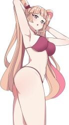 1girls 2d armpits arms_up bare_shoulders belly belly_button bikini blush blush blush_lines breasts breasts breasts clothed clothing digital_drawing_(artwork) female female_focus female_only fortnite hair heart-shaped_pupils hips legs lennox_rose_(fortnite) light_skin long_hair looking_at_viewer navel open_eyes open_mouth pink_bikini pink_eyes pink_hair pink_panties shoulders sideboob standing stomach string_panties thehollowhusk thighs thin_waist twintails two_tone_hair waist