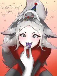 dya_rikku_(vtuber) face_markings female fox_ears red_eyes skin_tight virtual_youtuber vyugen white_hair