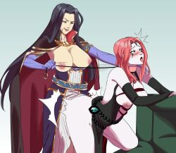 1futa 1girls areolae ass bare_thighs bent_over bent_over_couch big_breasts black_hair bottomless breasts breasts_out brown_eyes cleobulus_(fire_emblem) clothed clothing collar couch dress duo elbow_gloves erection fefex female femdom femsub fire_emblem fire_emblem:_genealogy_of_the_holy_war fire_emblem:_three_houses futa_on_female futadom futanari gloves green_eyes hilda_(fire_emblem) human large_ass large_breasts leash leash_pull light-skinned_female light-skinned_futanari light_skin lipstick long_hair mature mature_female medium_hair mostly_nude nintendo nipples older_female orange_hair partially_clothed red_hair red_lips red_lipstick rs40uchiha sex standing thick_thighs thighs tongue tongue_out torogao very_long_hair