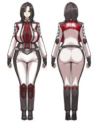 character_sheet clothed clothing female female_only galactic_art large_ass large_breasts long_hair mature_female megumi_iruma milf thick_thighs ultraman_(franchise) uniform