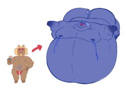 ambiguous_fluids animal_crossing anthro ass belly blueberry_inflation bodily_fluids bud_(animal_crossing) butt_expansion expansion felid feline ghgbn inflation lactating lion male mammal muscular nintendo overweight pantherine sequence solo sunken_head unusual_lactation weight_gain