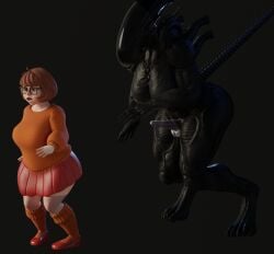 1futa 1girls 3d alien alien_(franchise) alien_girl big_breasts big_dom_small_sub brown_hair chubby chubby_female crossover curvaceous curvy curvy_female curvy_figure female femdom futa_on_female futanari glasses heperson monster monster_futa nerdy_female scared scooby-doo self_upload skirt thick thick_thighs velma_dinkley velma_dinkley_(mystery_incorporated) voluptuous xenomorph xenomorph_queen