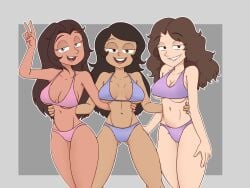 3girls adventures anna_vallejo bikini bra drawsoyeah elizabeth_monaco holding_hips looking_at_viewer mexican_female multiple_girls panties stephany_valeria