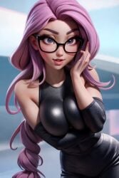 3d 3d_(artwork) 3d_model ai_generated anime anime_style bodysuit breast_squeeze breasts eyes female glasses hands hd hd_(traditional) high_resolution highres indigo_eyes lilac_hair looking_at_viewer model navel pink_hair portrait pose posing_for_the_viewer purple_hair seductive shiny_hair simple_background sky4maleja smile straight straight_hair upper_body violet_hair waist young young_woman younger_female