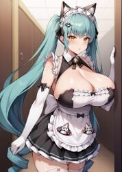 ai_generated blue_hair goddess_of_victory:_nikke kawaii_waifus maid maid_uniform patreon privaty_(nikke) privaty_(unkind_maid)_(nikke)