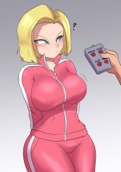 1girls ? alternate_version_available android_18 big_breasts blonde_hair blue_eyes dragon_ball dragon_ball_super dragon_ball_z female female_only lech_lewds remote_control remote_control_vibrator solo solo_female solo_focus thick_thighs thighs wide_hips