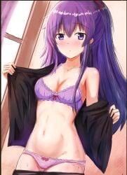 1girls breasts date_a_live female female_only light-skinned_female purple_eyes purple_hair thighs underwear undressing yatogami_tohka