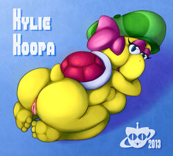 1girls alternate_breast_size anthro anthro_only anus ass backboob barefoot bedroom_eyes big_ass big_breasts big_butt big_nose blue_background blue_eyes breasts bubble_ass bubble_butt butt cap dat_ass eyeshadow female female_only green_hat hat koopa koopa_troopa kylie_koopa looking_at_viewer looking_back looking_back_at_viewer mario_(series) mario_and_luigi_(series) nintendo open_mouth pussy scificat shell solo tail text thick thick_ass thick_thighs turtle wide_hips yellow_body yellow_skin