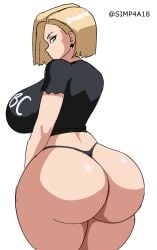 1girls android_18 blonde_hair cuckold dragon_ball dragon_ball_super dragon_ball_z huge_ass huge_breasts interracial netorare ntr queen_of_spades raceplay simp4a18 thong