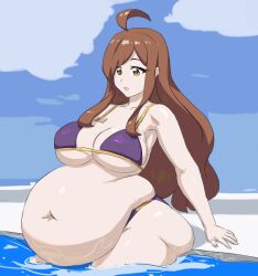 baqua bbw belly big_belly big_breasts bikini blush chubby fat kono_subarashii_sekai_ni_shukufuku_wo! morbidly_obese overweight_female swimsuit