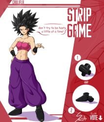 big_breasts black_hair caulifla choice dragon_ball dragon_ball_super saiyan saiyan_girl shotdke strip_game stripgame universe_6/universe_7 universe_6_girls vote