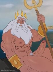 big_ass big_balls big_penis disney foreskin gay king_triton male muscles muscular muscular_male partially_retracted_foreskin penis retracted_foreskin robokeh solo solo_male uncircumcised yaoi