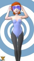 1girls 3d artist_name ben_10 blue_leotard gwen_tennyson hypnosis latinkaixa leotard orange_hair