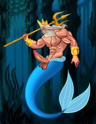 big_ass big_balls big_penis disney gay king_triton male merfolk merman muscles muscular muscular_male solo solo_male yaoi