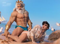 big_ass big_balls big_penis disney gay king_triton muscle prince_eric yaoi