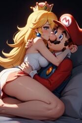 1boy1girl ai_generated making_love making_out mario mario_(series) nintendo princess_peach seduction