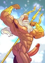 big_ass big_balls big_penis disney gay king_triton male muscles muscular muscular_male solo solo_male yaoi