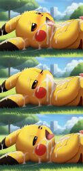 1boy after_masturbation ai_generated blush cum cum_in_mouth cum_inside cum_on_body cum_on_face cum_on_penis cum_on_self cum_on_tongue drinking drinking_cum feral looking_at_viewer male male_only nintendo one_eye_closed open_mouth penis pikachu pokemon pokemon_(species) solo stressedout tongue tongue_out