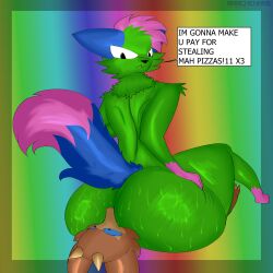 absurd_res anal archenarie ass big_ass big_butt canid canine canis dont_touch_my_pizza facesitting hi_res kevin_(nyanwolf) kobold mammal meme nyanwolf oral rimming scalie sex sitting_on_another suggestive wolf zanite
