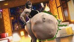 1girls 3d ambiguous_prey arachne_(fortnite) big_ass black_bikini digestion fatal_vore fortnite fortnite:_battle_royale grey-skinned_female grey_skin prey_imprint smiling stomach_bulge stomach_noises unwilling_prey vore zelzes