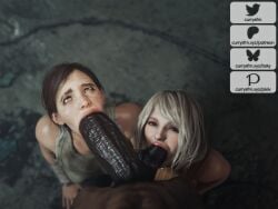 1boy 2girls 3d :>= absurdly_large_cock ashley_graham ashley_graham_(ella_freya) ball_sucking big_penis biohazard blonde_female blonde_hair blowjob blowjob_face brown_eyes brown_hair capcom cfnm clothed_female clothed_female_nude_male cock cock_hungry completely_nude crossover currysfm dark-skinned_male dark_skin deepthroat eastern_and_western_character ellie_(the_last_of_us) ellie_williams eyes eyeshadow female ffm_threesome group huge_cock interracial light-skinned_female light_skin looking_at_penis male male_pov multiple_girls naughty_dog nude nude_male open_mouth penis pov resident_evil resident_evil_4 resident_evil_4_remake shocked the_last_of_us the_last_of_us_2 threesome trio watermark
