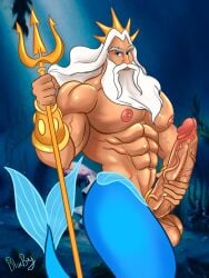 big_ass big_balls big_penis blueboybara disney gay king_triton male merfolk merman muscles muscular muscular_male solo solo_male the_little_mermaid yaoi