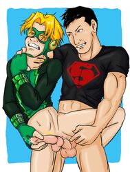 2boys conner_kent cum dc dc_comics erection gay inertia kon-el male male/male male_only multiple_boys multiple_males puberty pubic_hair s_shield superboy superboy_(conner_kent) superman_(series) thaddeus_thawne yaoi young_justice