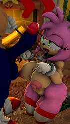 3d 3d_(artwork) amy_rose anthro areola balls christmas duo erect_nipples erection female grey-yordle hedgehog huge_breasts imminent_sex male nipples nude penis pussy sonic_(series) sonic_the_hedgehog