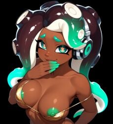 1girls ai_generated breasts cleavage dark-skinned_female dark_skin female female_focus gold_bikini huge_breasts marina_(splatoon) marina_ida mole mole_under_mouth nintendo soles solo solo_female solo_focus splatoon splatoon_(series) splatoon_2 tentacle_hair