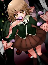 5boys crossdressing danganronpa femboy fivesome fujisaki_chihiro gakuran gay girly group_sex handjob licking licking_penis male naegi_makoto penis penis_lick school school_uniform straight_hair togami_byakuya yaoi