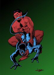 2boys azazel_(x-men) bara body_hair bruno_b father father_and_son front_view gay hairy incest kurt_wagner male male_only marvel marvel_comics multiple_boys mutant nightcrawler nude sex son uncensored x-men yaoi