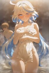 1boy 2boys 2girls absurd_res after_sex after_vaginal ahoge ai_generated alternate_breast_size bare_shoulders bath bathing biting_own_lip blue_eyes blue_hair blue_nails blue_pupils blush breasts brown_hair clenched_teeth collarbone colored_inner_hair completely_nude covered_nipples covering_breasts covering_crotch covering_privates cowboy_shot cowlick cum cum_in_pussy cum_on_legs cumdrip drop-shaped_pupils eyes_visible_through_hair faceless faceless_male female fingernails furina_(genshin_impact) furrowed_brow genshin_impact grey_hair grin hair_between_eyes hair_intakes heterochromia holding holding_towel large_breasts light_blue_hair long_bangs long_hair looking_at_viewer low_twintails medium_breasts ministro mismatched_pupils mixed-sex_bathing multicolored_hair multiple_boys multiple_girls nail_polish naked_towel nervous_smile nose_blush nude nude_cover onsen open_mouth parted_lips partially_submerged pussy_juice raised_eyebrows shared_bathing short_hair sideboob sidelocks sitting smile solo_focus standing steam straight streaked_hair sweat swept_bangs symbol-shaped_pupils teeth thigh_gap thighs towel trembling twintails two-tone_hair very_long_hair wading water wet wet_towel white_hair white_towel