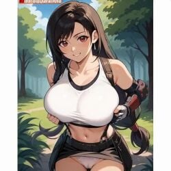 ai_generated female female_focus final_fantasy_vii flashing forest large_breasts pale_skin solo stripping tagme tifa_lockhart video