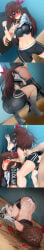 after_sex against_wall anal_beads comic_strip dripping_pussy dripping_wet face_down_ass_up from_behind fumihiko_(pixiv2658856) hololive hololive_japan oral sex sex_from_behind tokino_sora wet_clothes wet_pussy