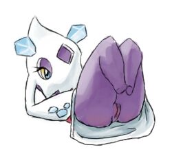 blue_eyes color eyes female female_only froslass open_eyes pokemon purple_skin skin solo tediousramen vulva white_background