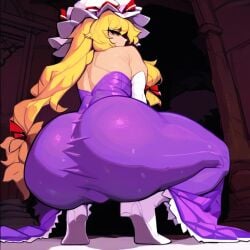 ai_generated blonde_hair squatting tagme takorin_style touhou yukari_yakumo