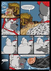 anthro canine comic cum cum_inflation feline fur furry hyper male_only muscles penis sex stomach_bulge tiger wolf zeusralo