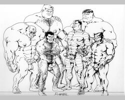 6+boys 6boys anthro bara beast_(x-men) bruno_b cain_marko colossus erection furry gay guido_carosella hank_mccoy holding_penis hulk hulk_(series) human imminent_sex james_howlett juggernaut male male_nipples male_only marvel marvel_comics monochrome multiple_boys multiple_males multiple_penises musclular mutant nude pierced_nipples pierced_penis piotr_rasputin prince_albert_piercing strong_guy wolverine_(x-men) x-men yaoi