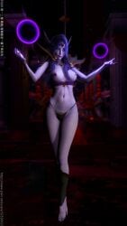 1girls 3d blizzard_entertainment female female_only honey_select purple_hair purple_skin shang solo tattoo warcraft world_of_warcraft xal'atath