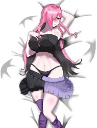 armpits big_breasts curvy dakimakura goth goth_girl hair_over_one_eye indie_virtual_youtuber latam_virtual_youtuber light-skinned_female light_skin long_hair neneefthy pink_hair showing_panties skirt thong touching_breast virtual_youtuber vtuber vtuberfanart yellow_eyes