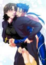 cu_chulainn_(fate) fate/stay_night fate_(series) kirei_kotomine tagme yaoi