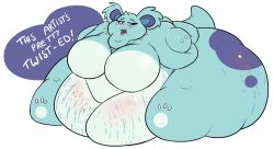 belly_blush blush breasts bun-bun_(aquabunny) dialogue double_chin fat female immobile necklace nidorina no_humans obese overweight pearl_necklace pokemon pokemon_(species) samael stretch_marks