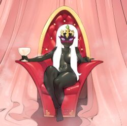 barefoot black_skin breasts casual completely_nude dark_skin duck_dodgers female looney_tunes luichemax queen_tyr'ahnee shiny_skin sitting tagme throne