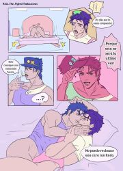 2boys broken_bed comic gay joestar_birthmark jojo's_bizarre_adventure jotaro_kujo male male_only rough_sex selfcest spanish_text yaoi