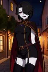 1girls ai_generated black_hair cinder_fall leukocrisp red_eyes rwby shiny_hair shiny_skin solo solo_female tagme vampire vampire_girl