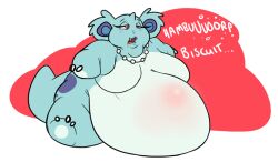 belly_blush blush bun-bun_(aquabunny) burp burping dialogue fat female necklace nidorina obese overweight pearl_necklace pokemon pokemon_(species) samael stretch_marks