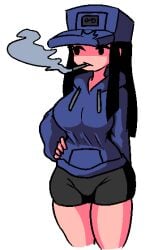 1girl 1girls big_breasts breasts cassette_girl cigarette clothing dracoarcto female female_only friday_night_funkin jacket light-skinned_female newgrounds pixel_art smoking solo tagme thick_thighs voluptuous voluptuous_female white_background