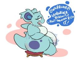 bun-bun_(aquabunny) burp burping cellulite dialogue fat female necklace nidorina overweight pearl_necklace pokemon pokemon_(species) samael stretch_marks