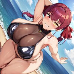 1girls ai_generated alternate_breast_size big_breasts bikini bostin breasts busty curvaceous curvy curvy_body curvy_female curvy_figure female hololive houshou_marine huge_breasts large_breasts nipples sweat sweating sweaty sweaty_body sweaty_breasts thick_thighs thighs venus_body virtual_youtuber