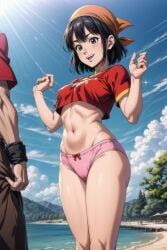 ai_generated bandana black_hair crop_top dragon_ball dragon_ball_gt pan_(dragon_ball) short_hair tagme underboob underwear